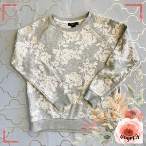 FOREVER21 Floral White & Grey Sweater S